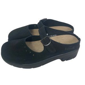 Stegmann Leather Mary Jane Clogs Slip On Womens 6 Black Comfort Shoe Mule